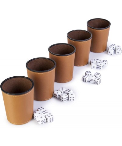 5 Leather Dice Cups and 25 Bullseye Dice by Bullseye Game Night | Classic Dice for Farkle Liar's Dice Bunco | Brown $40.84 Ga...