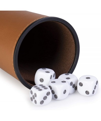 5 Leather Dice Cups and 25 Bullseye Dice by Bullseye Game Night | Classic Dice for Farkle Liar's Dice Bunco | Brown $40.84 Ga...