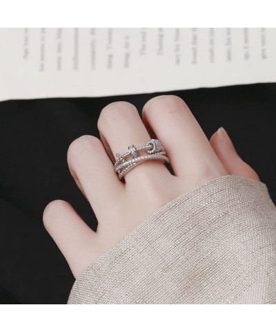 To My Daughter Fidget Ring Silver Anxiety Relief Ring for Women Zircon Spinner Stress Rings with Beads Adjustable Open Ring F...