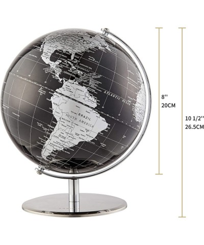 Metallic World Globe Black – Educational/Geographic/Modern Desktop Decoration - Stainless Steel Arc and Base/Earth World - Me...