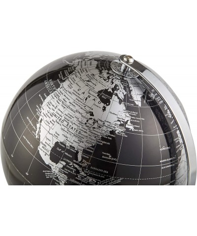 Metallic World Globe Black – Educational/Geographic/Modern Desktop Decoration - Stainless Steel Arc and Base/Earth World - Me...