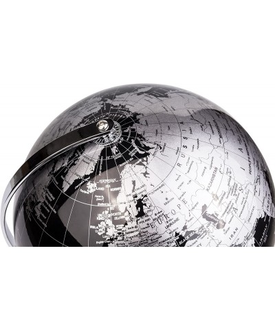 Metallic World Globe Black – Educational/Geographic/Modern Desktop Decoration - Stainless Steel Arc and Base/Earth World - Me...