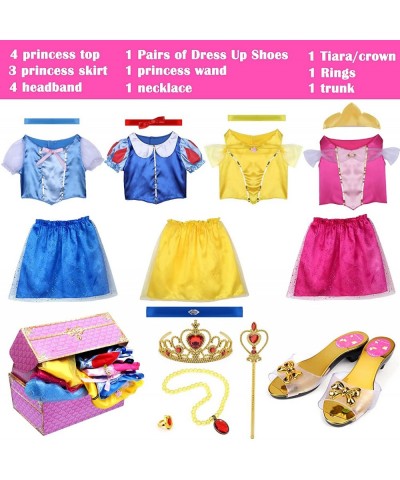 17 Pcs Girls Princess Dress Up Trunk Role Play Cosplay Set with Princess Shoes Crown Accessories Princess Costume for Kids Ag...