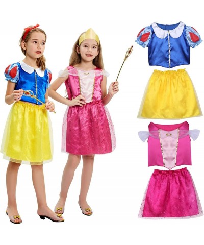 17 Pcs Girls Princess Dress Up Trunk Role Play Cosplay Set with Princess Shoes Crown Accessories Princess Costume for Kids Ag...