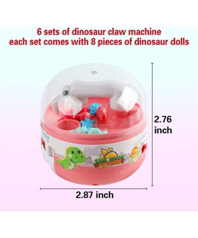 6 pcs Mini Claw Machine Tiny Dinosaur Toy Claw Machine for Kids Miniature Hand Claw Machine Set with 48 pcs Mini Dinosaur Toy...