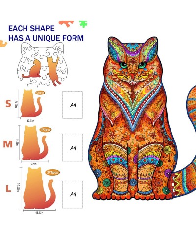 Wooden Jigsaw Puzzles-Cat Puzzle Unique Shape Advanced Animal Wooden Puzzle Best Gift for Adults and Kids Family Puzzles for ...