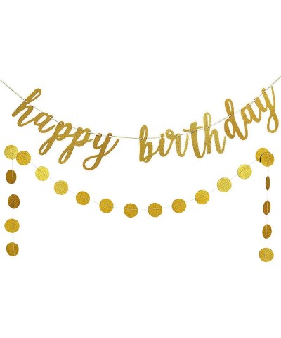 Gold Birthday Decorations Gold Glitter Happy Birthday Banner and Circle Dots Garland for Birthday Party Decorations Birthday ...