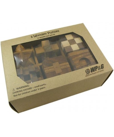 6 Wooden Puzzle Gift Set in A Wood Box - 3D Unique IQ Puzzles $49.88 Brain Teaser Puzzles