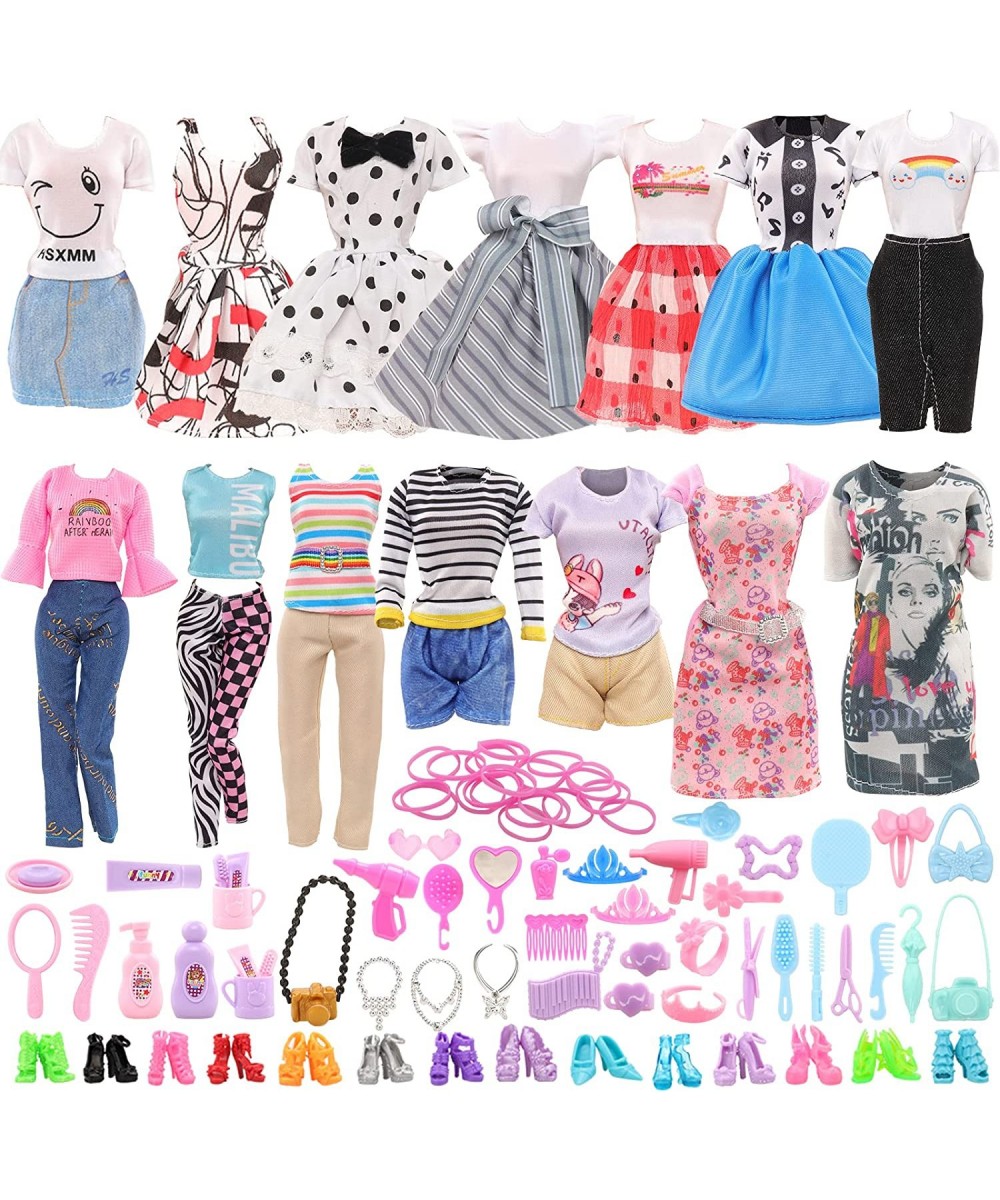 83pcs Girl Doll Clothes and Accessories for 11.5 Inch Girl Doll with 5 Skirts 5 Clothes Sets 10 Pairs Shoes and 43pcs Bathing...