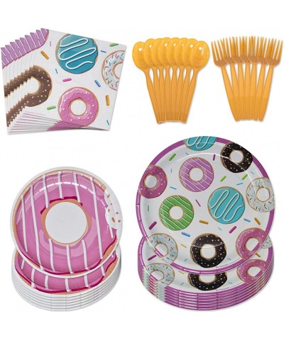 Donut Party Supplies Packs (116 Pieces for 16 Guests) - Donut Party Decorations Donut Birthday Decorations Pink Plates and Na...