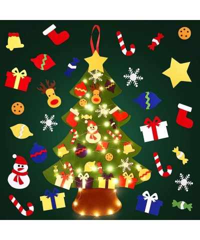 DIY Felt Christmas Tree Kits Decorations - 3.5ft Xmas Wall Hanging Ornaments Crafts with Lights for Party/Door/Home Wall Deco...