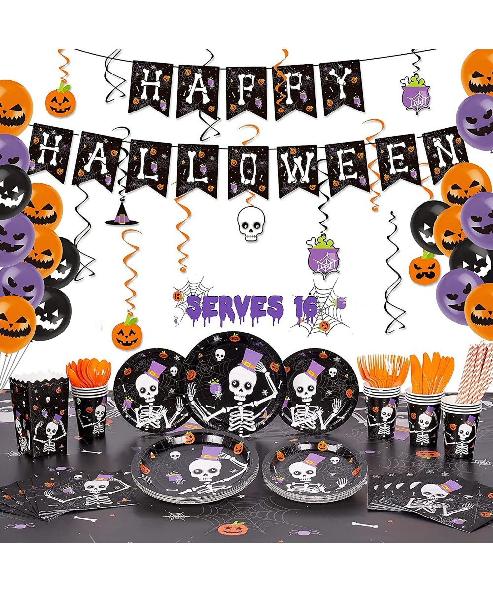 Halloween Party Supplies Serves 16 Halloween Party Decorations Total 168 PCS Popcorn Boxes Plates and Napkins Tablecloth Bann...