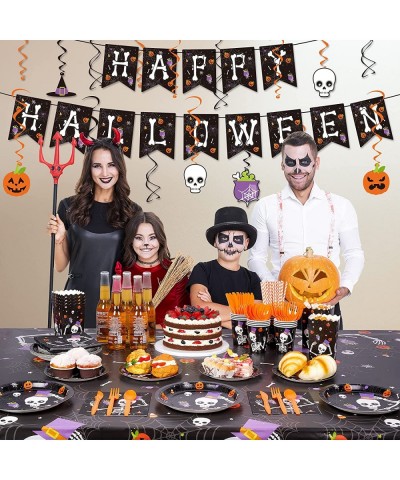 Halloween Party Supplies Serves 16 Halloween Party Decorations Total 168 PCS Popcorn Boxes Plates and Napkins Tablecloth Bann...