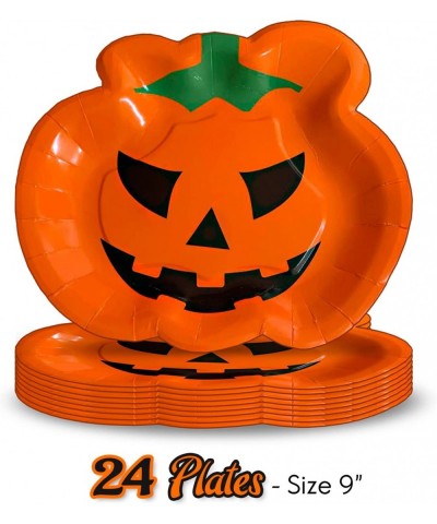 Halloween Party Supplies 24 Serving - Pumpkin Shaped Plates Ghost Shaped Napkins Orange Cups - Disposable Halloween Decoratio...