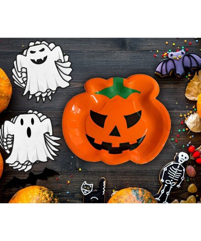 Halloween Party Supplies 24 Serving - Pumpkin Shaped Plates Ghost Shaped Napkins Orange Cups - Disposable Halloween Decoratio...