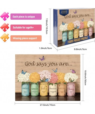 1000 Piece Jigsaw Puzzles God Says You are Puzzles for Adults and Teenagers Unique Pieces Fit Together Perfectly $21.20 Jigsa...