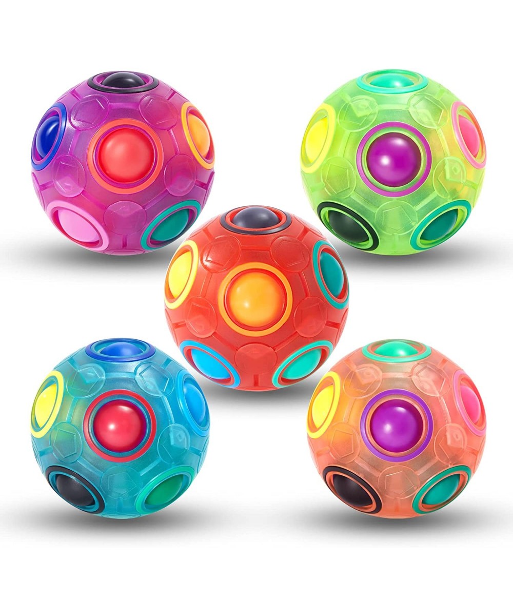 Rainbow Puzzle Ball Fidget Toy Pack Fun 3D Magic Ball Stress Reliever Fidget Ball Toy Gift for Children Teens & Adults-5 Pack...