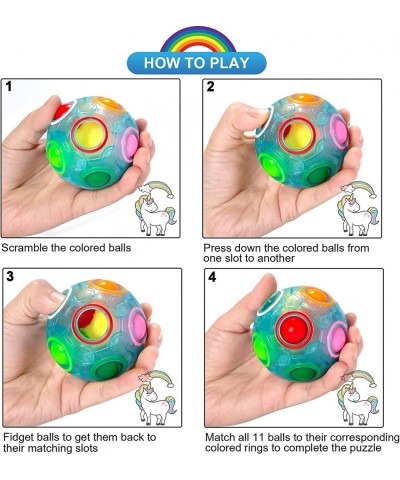 Rainbow Puzzle Ball Fidget Toy Pack Fun 3D Magic Ball Stress Reliever Fidget Ball Toy Gift for Children Teens & Adults-5 Pack...