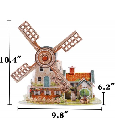 Holland Windmill 3D Jigsaw Puzzle Paper Model DIY Fun & Educational Toys World Great Architecture Series with Music Box for A...