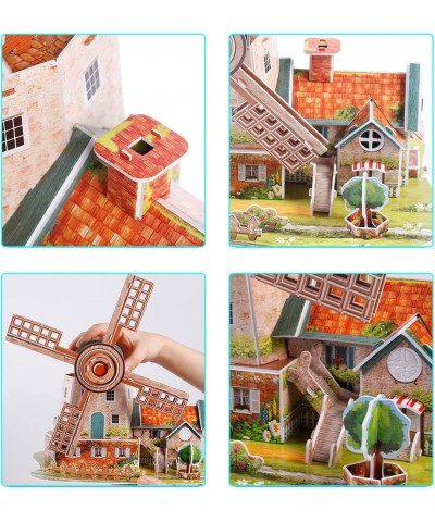 Holland Windmill 3D Jigsaw Puzzle Paper Model DIY Fun & Educational Toys World Great Architecture Series with Music Box for A...