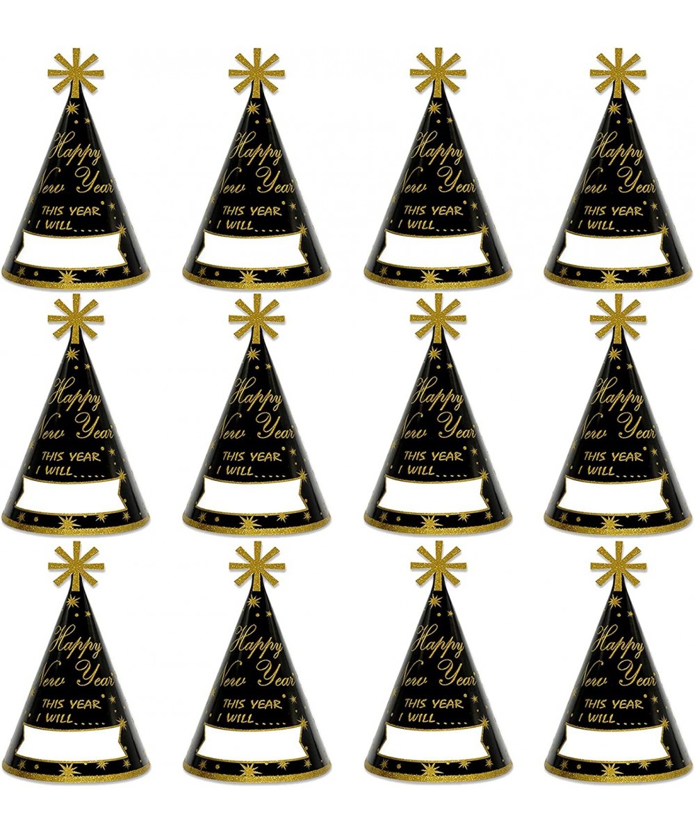 12PCS New Years Eve Party Supplies 2023 Gold Glitter Happy New Year's Eve Party Favor Cone Hats for Count Down Party $18.37 K...