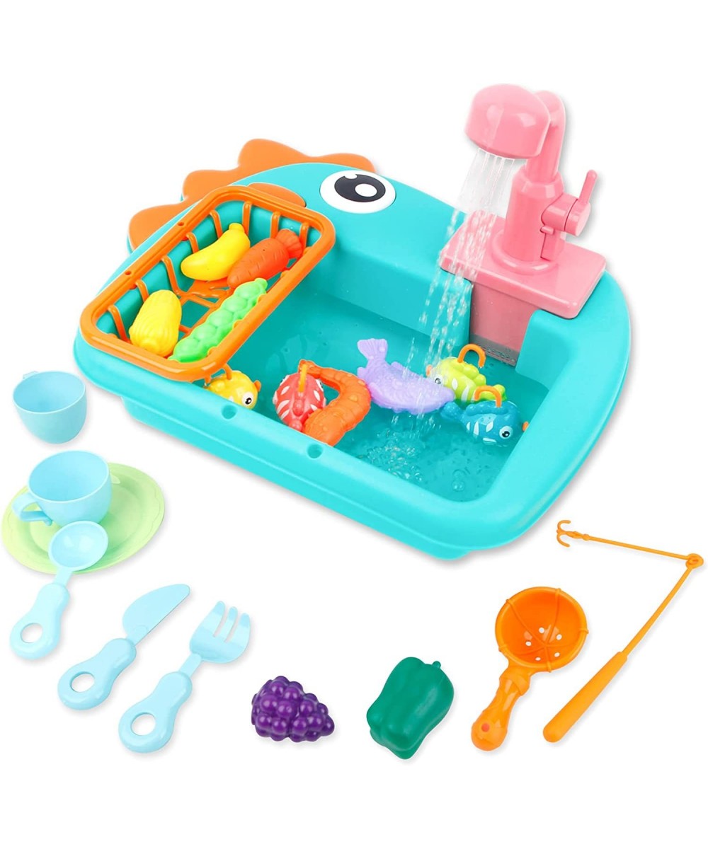 Play Kitchen Sink Toy Water Toys for Kids with Electronic Dishwasher Pretend Play Utensils Accessories and Play Cutting Food ...