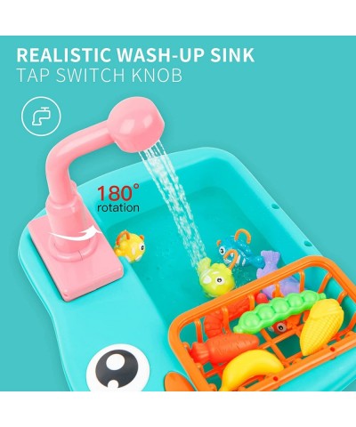 Play Kitchen Sink Toy Water Toys for Kids with Electronic Dishwasher Pretend Play Utensils Accessories and Play Cutting Food ...