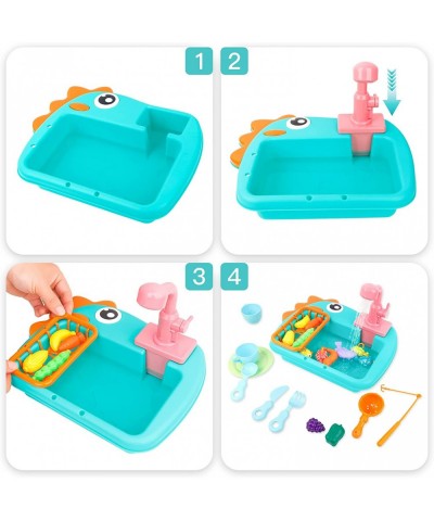 Play Kitchen Sink Toy Water Toys for Kids with Electronic Dishwasher Pretend Play Utensils Accessories and Play Cutting Food ...