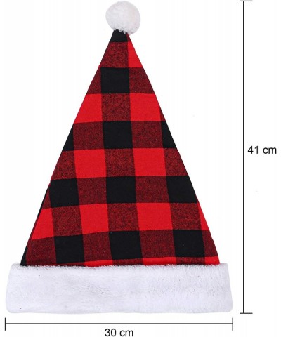 6 Pack Christmas Santa Hat Plaid Santa Hat Luxury Plush Hat for Christmas Costume Party and Holiday Event $15.31 Kids' Dress-...