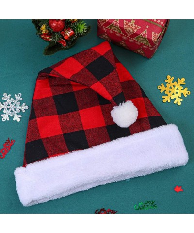 6 Pack Christmas Santa Hat Plaid Santa Hat Luxury Plush Hat for Christmas Costume Party and Holiday Event $15.31 Kids' Dress-...