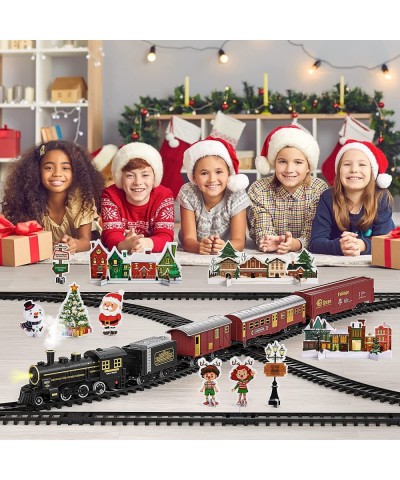 Train Set for Boys 4-7 w/ Smoke Sounds & Light Electric Classical Steam Engine Locomotive for Toddlers 2-4 Rechargeable Model...