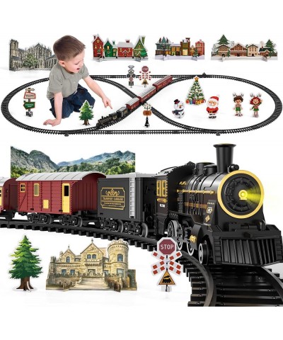 Train Set for Boys 4-7 w/ Smoke Sounds & Light Electric Classical Steam Engine Locomotive for Toddlers 2-4 Rechargeable Model...