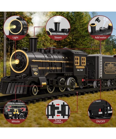 Train Set for Boys 4-7 w/ Smoke Sounds & Light Electric Classical Steam Engine Locomotive for Toddlers 2-4 Rechargeable Model...