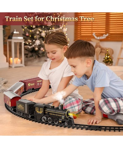 Train Set for Boys 4-7 w/ Smoke Sounds & Light Electric Classical Steam Engine Locomotive for Toddlers 2-4 Rechargeable Model...