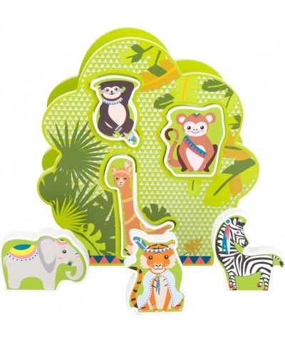 Animal Shape Sorting Game (Jungle Theme) by Small Foot – Double Sided Wooden Puzzle - 7 Piece Sorting Game – Chunky Jigsaw Bu...