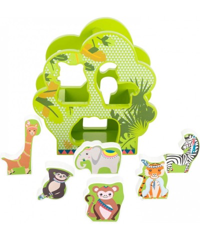 Animal Shape Sorting Game (Jungle Theme) by Small Foot – Double Sided Wooden Puzzle - 7 Piece Sorting Game – Chunky Jigsaw Bu...