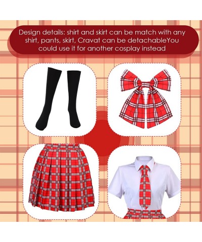 Classic Japanese School Uniform Tartan Pleated Skirt Anime Cosplay Girl Costume with Socks Eyeglass Frame Bowtie Set $32.92 K...