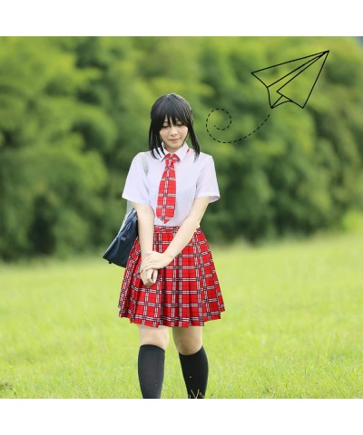 Classic Japanese School Uniform Tartan Pleated Skirt Anime Cosplay Girl Costume with Socks Eyeglass Frame Bowtie Set $32.92 K...