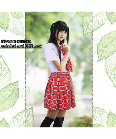 Classic Japanese School Uniform Tartan Pleated Skirt Anime Cosplay Girl Costume with Socks Eyeglass Frame Bowtie Set $32.92 K...