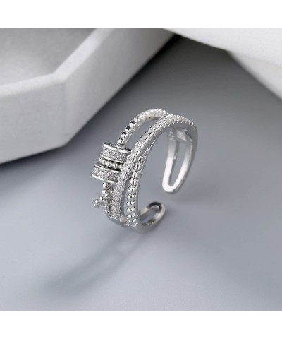 2pcs Fidget Band With Beads Spinner Rings for Women Anti Anxiety Ring Stainless Steel Ring Sand Blast Finish.Unisex Adjustabl...