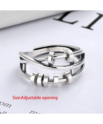 2pcs Fidget Band With Beads Spinner Rings for Women Anti Anxiety Ring Stainless Steel Ring Sand Blast Finish.Unisex Adjustabl...