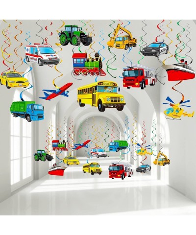 54 Pieces Transportation Birthday Party Decorations Cars Theme Party Hanging Swirl Decor for Kids Vehicles Birthday Party Tra...