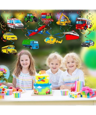 54 Pieces Transportation Birthday Party Decorations Cars Theme Party Hanging Swirl Decor for Kids Vehicles Birthday Party Tra...