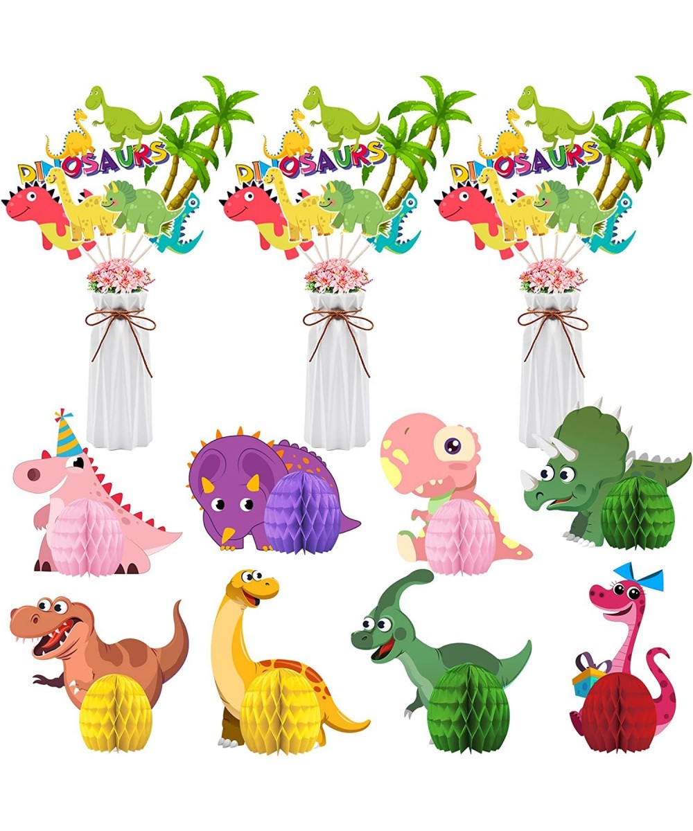 27 PCS Dinosaur Table Centerpieces Dinosaur Theme Honeycomb and Stick Set for Baby Shower Decoration Animal Cutout Table Topp...