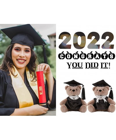 Couple Man Woman Teddy Bear Lover Graduation Stuffed Animal Plush Black Bachelor's Cap for Class of 2022 Graduation Gift 2 Pa...