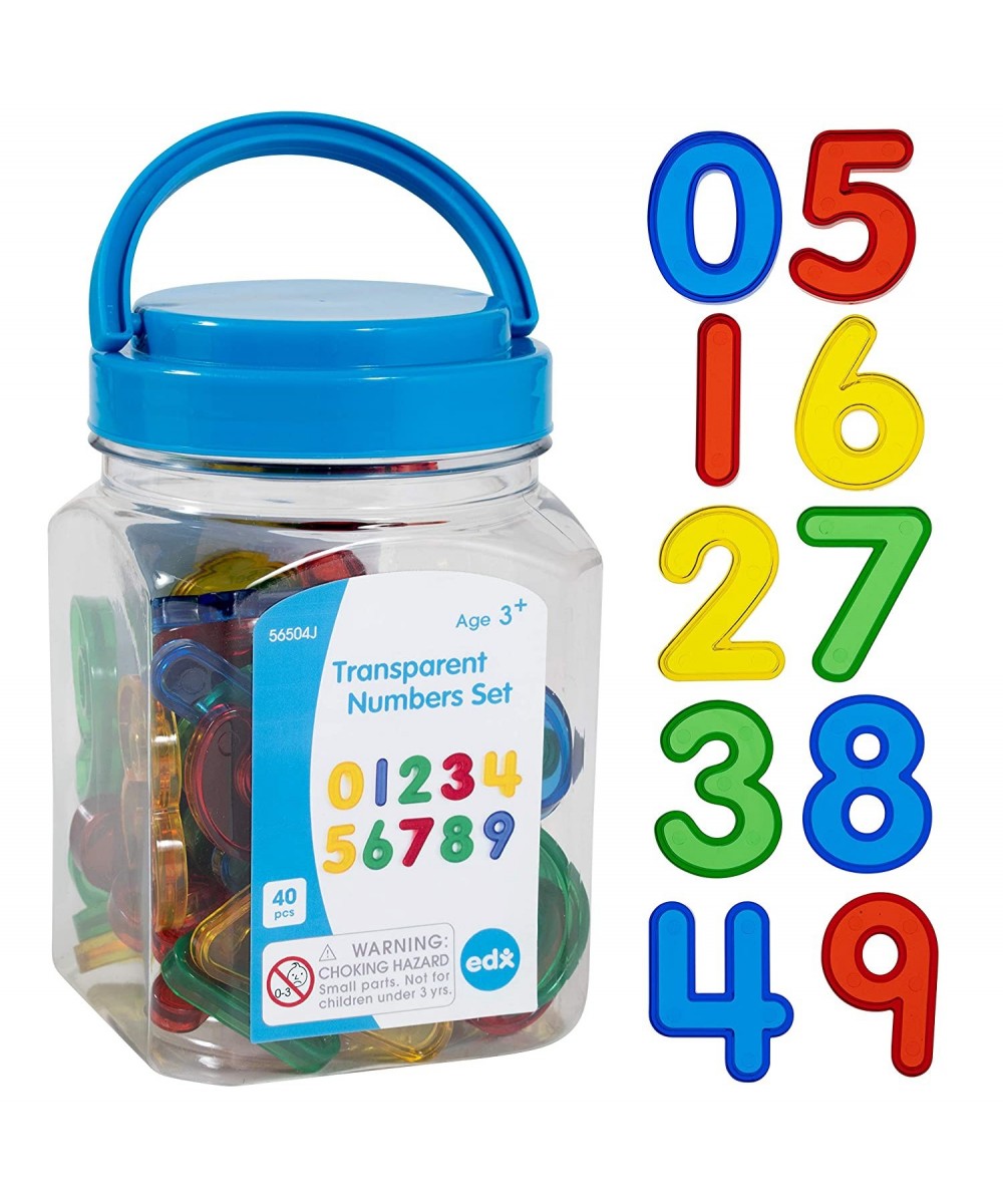 Transparent Numbers Set - Mini Jar Set of 40 - Colorful Plastic Numbers - Light Box Accessory - Sensory Play - Math Manipulat...