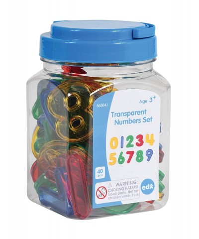 Transparent Numbers Set - Mini Jar Set of 40 - Colorful Plastic Numbers - Light Box Accessory - Sensory Play - Math Manipulat...