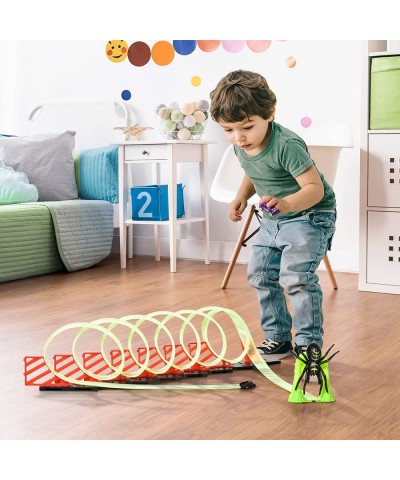 Track Builder Loop Kit Criss-Cross Glowing Race Track Toy Set Spooky Spider Fun Starter Kit with Pull-Back Car for Kids 3-6 Y...