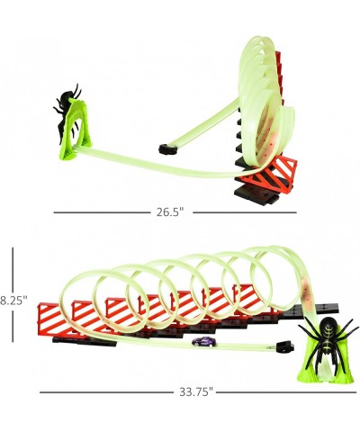 Track Builder Loop Kit Criss-Cross Glowing Race Track Toy Set Spooky Spider Fun Starter Kit with Pull-Back Car for Kids 3-6 Y...