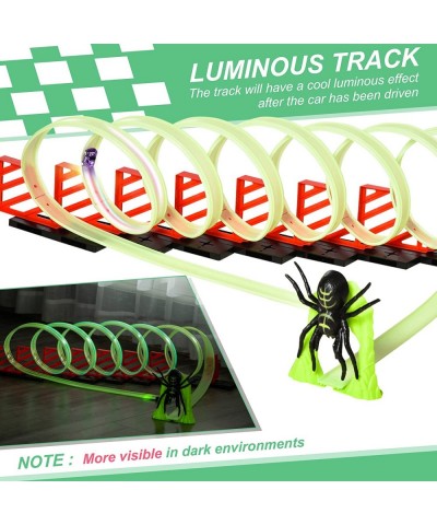 Track Builder Loop Kit Criss-Cross Glowing Race Track Toy Set Spooky Spider Fun Starter Kit with Pull-Back Car for Kids 3-6 Y...